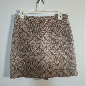 Peter Millar patterned golf Skort brown and cream lined skirt short size 6